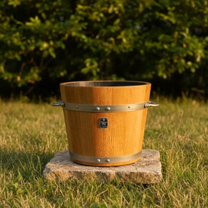 flacher Eichenkübel für Kräuter und Stauden